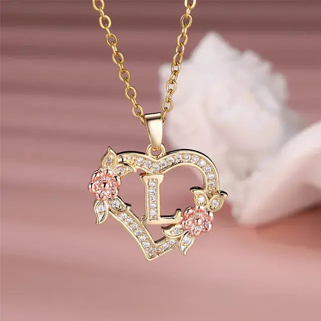 Cute Female A-Z Letter Pendant Necklace Vintage Yellow Gold Color Wedding Jewelry Gift For Women eprolo