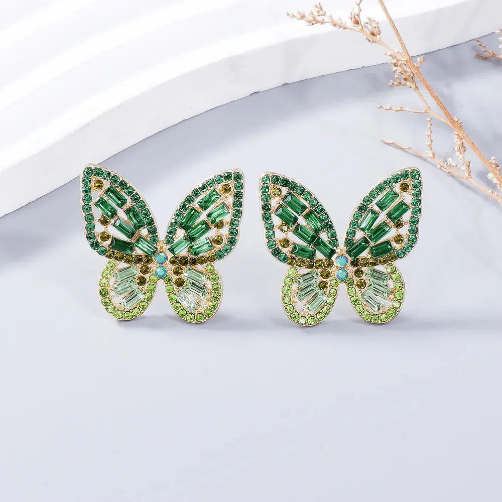 Alloy Inlaid Rhinestone Butterfly Earrings eprolo
