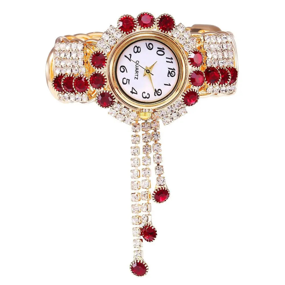 New Fashion Women's Full Diamond Alloy Fashion Watch Creative Tassel Quartz Bracelet Watch Women's Style eprolo
