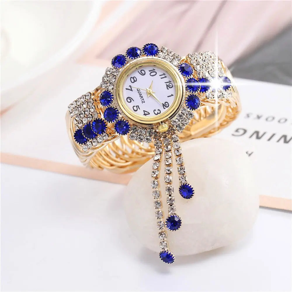 New Fashion Women's Full Diamond Alloy Fashion Watch Creative Tassel Quartz Bracelet Watch Women's Style eprolo