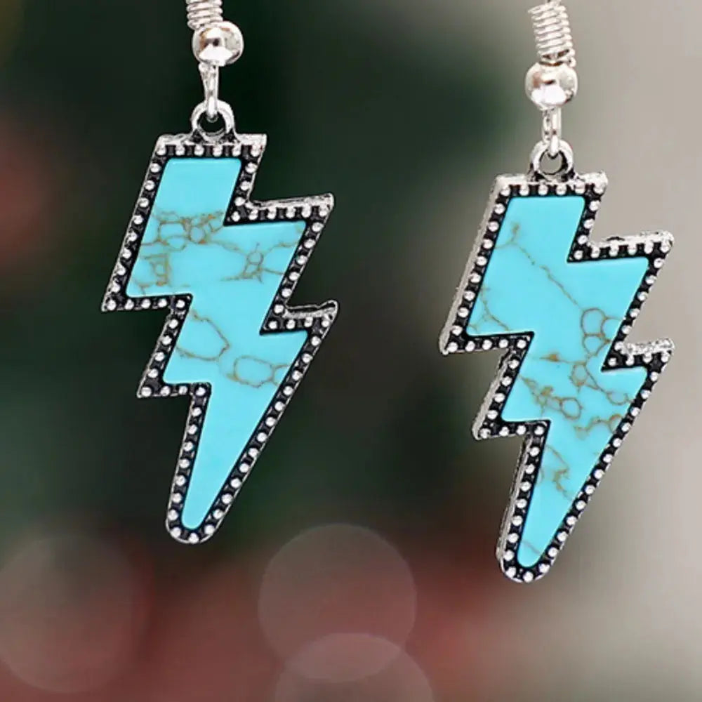 Artificial Turquoise Lightning Dangle Earrings eprolo