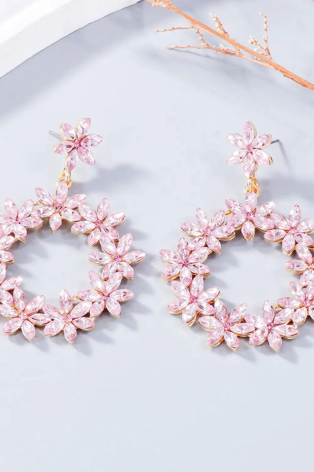 Rhinestone Flower Dangle Earrings eprolo