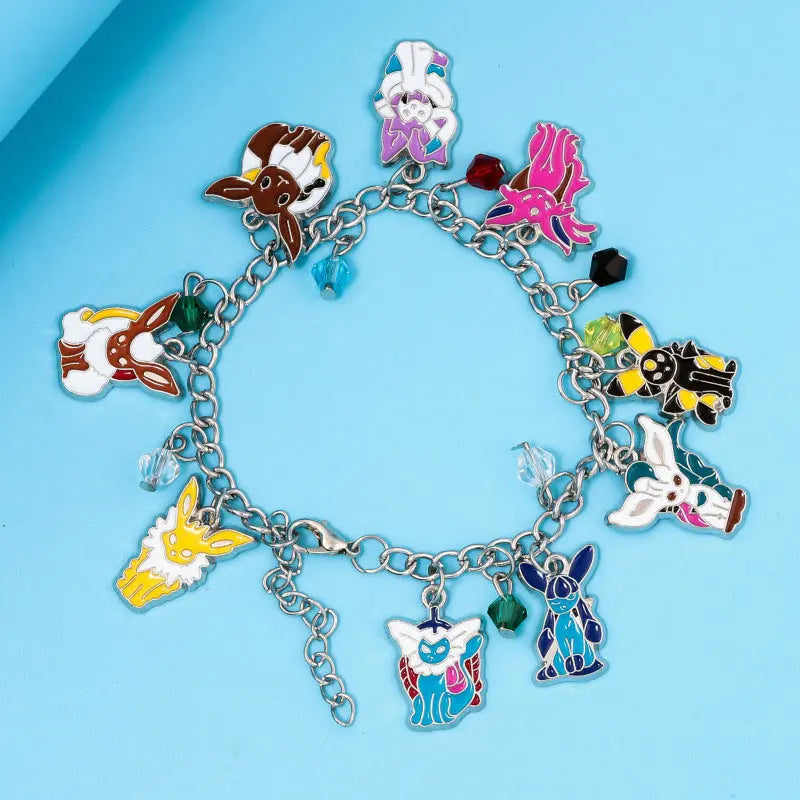 Pok&eacute;mon Eevee Bracelet with Nine Evolution Forms Pendant, Pok&eacute;mon Anime Merchandise Jewelry eprolo