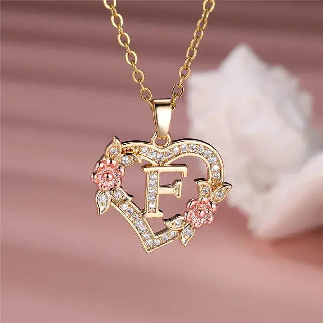 Cute Female A-Z Letter Pendant Necklace Vintage Yellow Gold Color Wedding Jewelry Gift For Women eprolo
