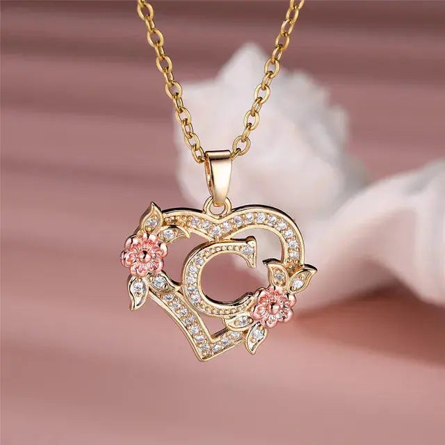 Cute Female A-Z Letter Pendant Necklace Vintage Yellow Gold Color Wedding Jewelry Gift For Women eprolo