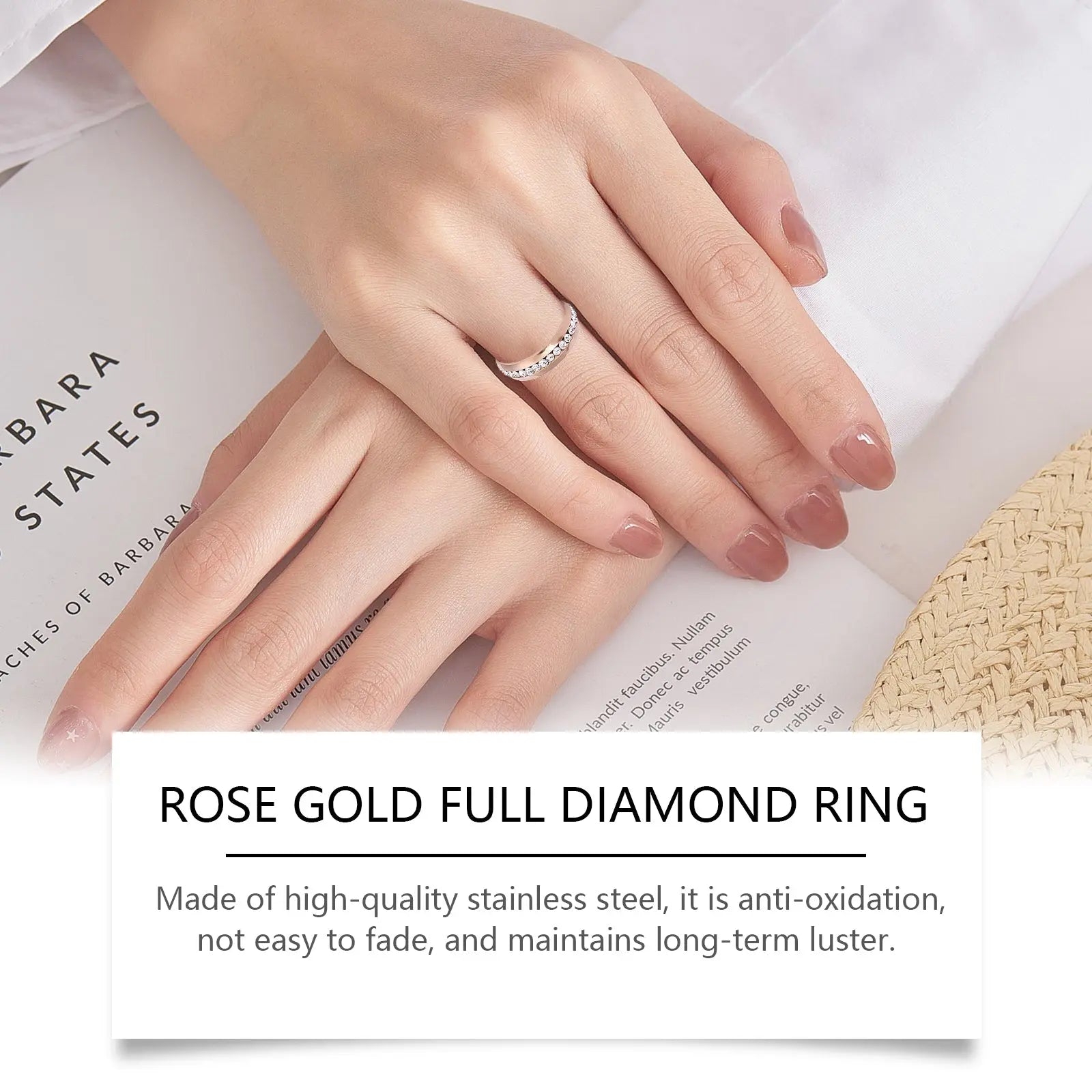 Hoexe Rose Gold Ring Ladies Light Luxury Rose Gold Jewelry Ring Delicate Everything With Niche Ring