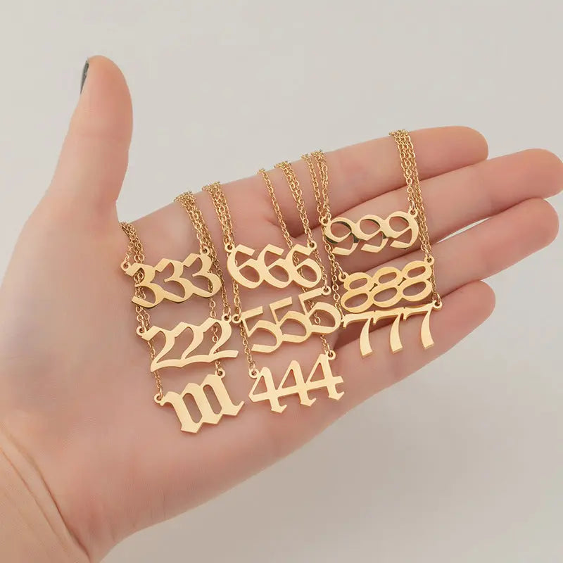 Personalized Angel Number 111-999 Stainless Steel Non Fading Pendant Necklace eprolo