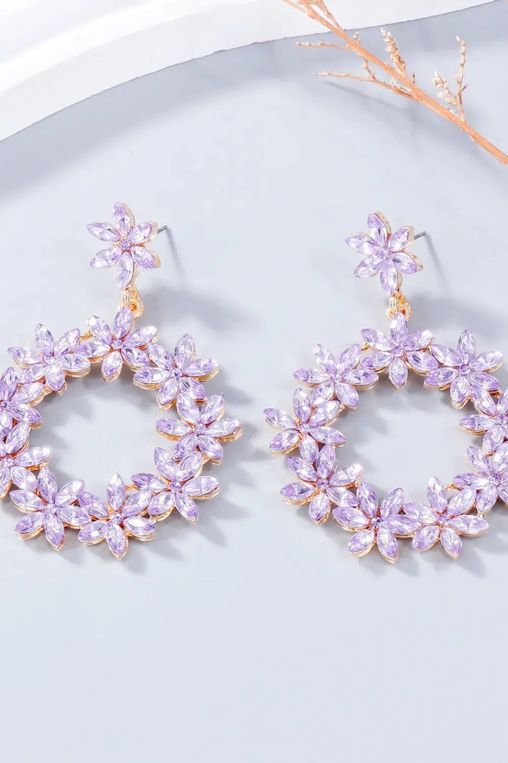 Rhinestone Flower Dangle Earrings eprolo