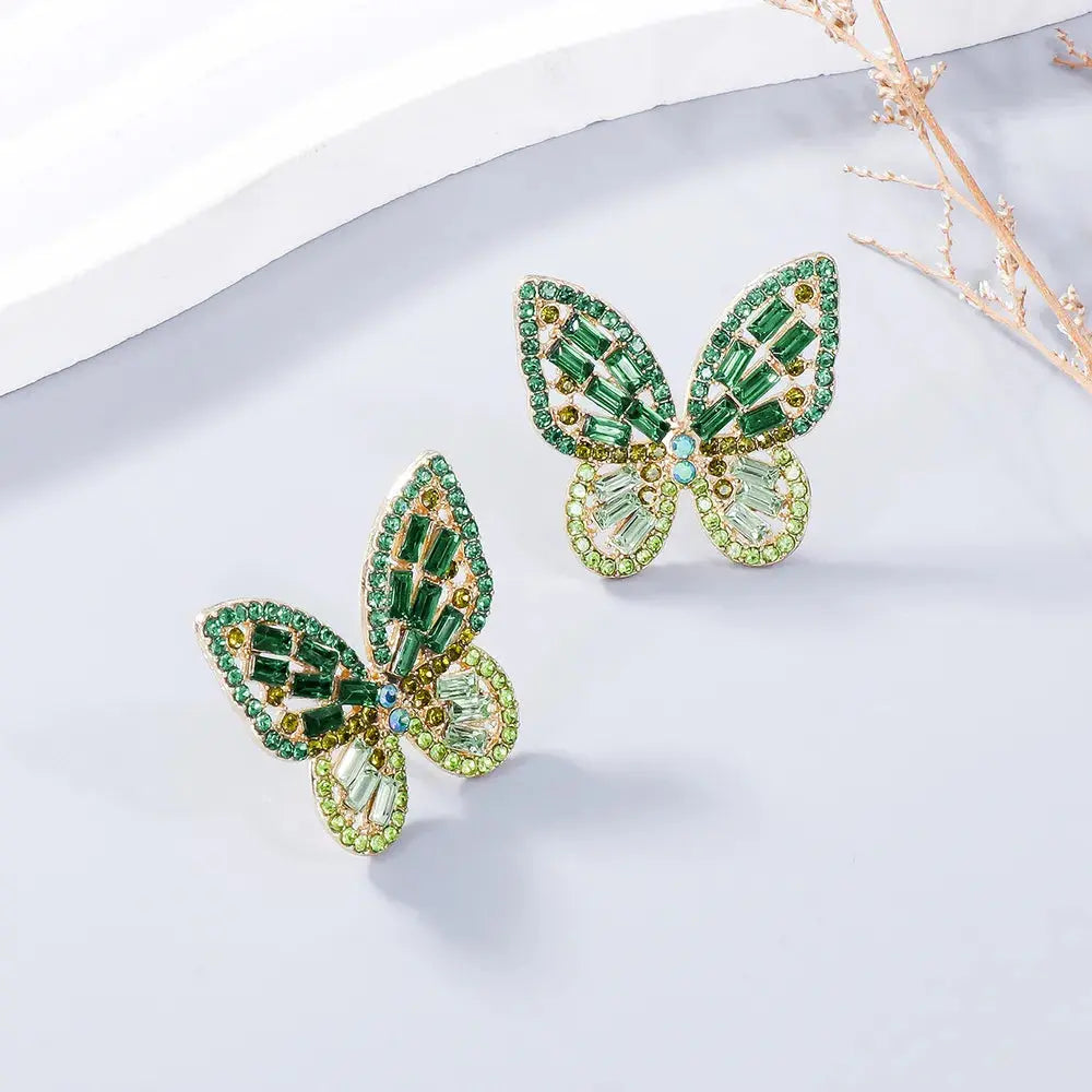 Alloy Inlaid Rhinestone Butterfly Earrings eprolo