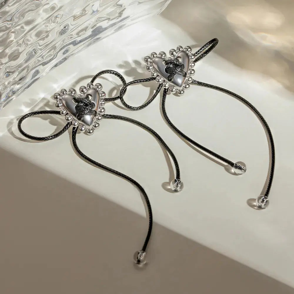 Stainless Steel Wax Rope Heart Earrings eprolo
