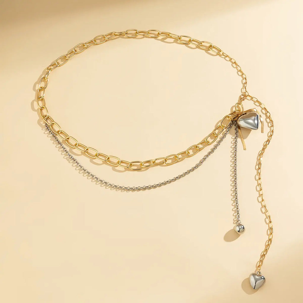 Ins style double-layer pearl retro love bow tassel Waist chain eprolo