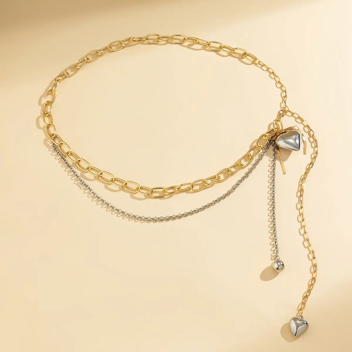 Ins style double-layer pearl retro love bow tassel Waist chain eprolo