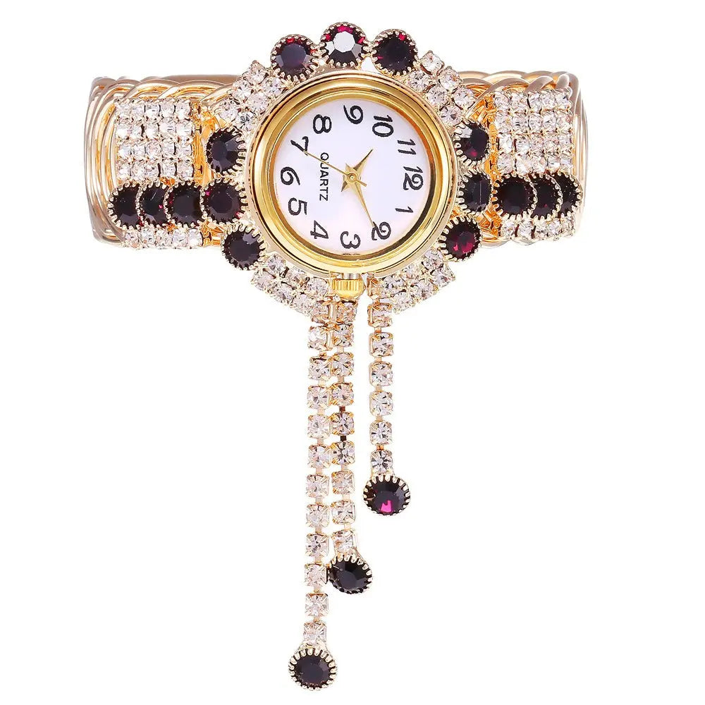 New Fashion Women's Full Diamond Alloy Fashion Watch Creative Tassel Quartz Bracelet Watch Women's Style eprolo