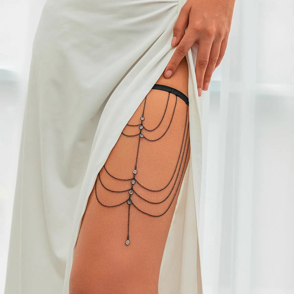 Pure desire butterfly tassel leg chain female sweet cool multi-layer chain star shaped leg ring sexy thigh chain eprolo