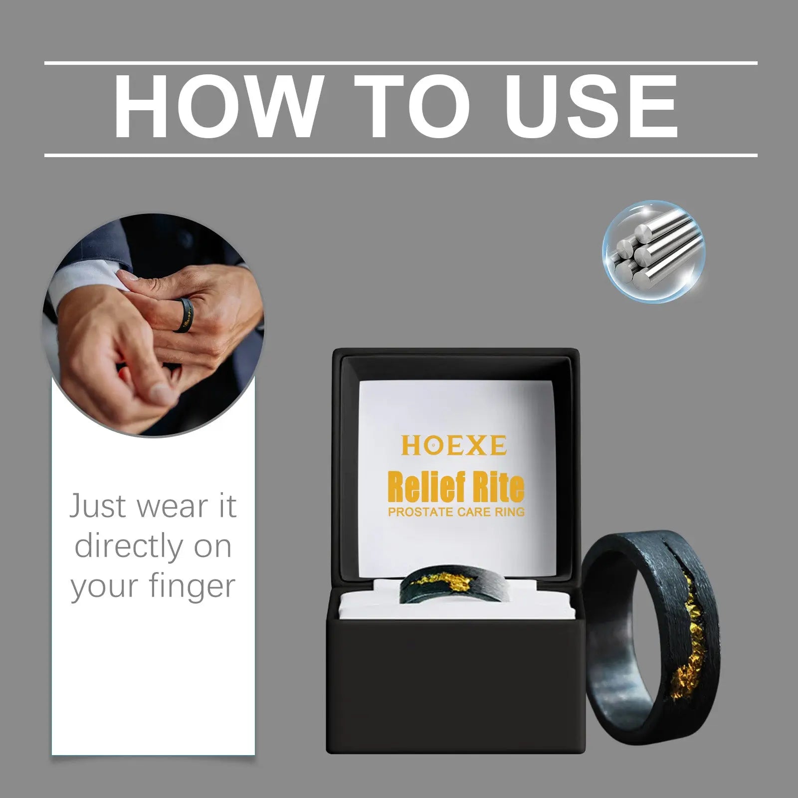 Hoexe Light Luxury Flow-Fire Ring, Relieve Physical Discomfort, Enhance Vitality Care For Men's Health Daily Portable