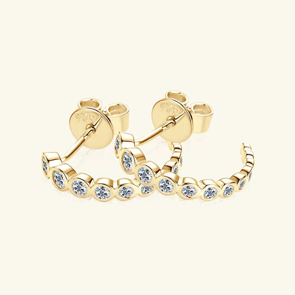 Inlaid Moissanite 925 Sterling Silver C-Hoop Earrings eprolo