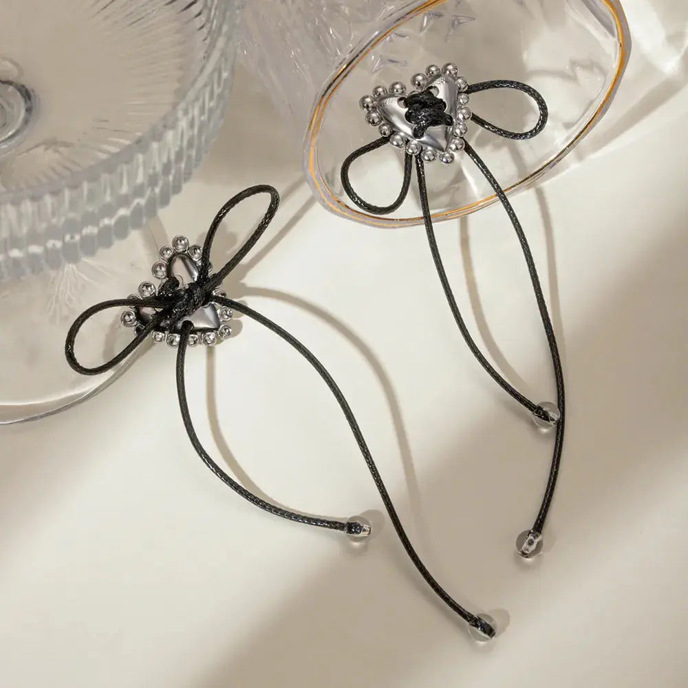 Stainless Steel Wax Rope Heart Earrings eprolo