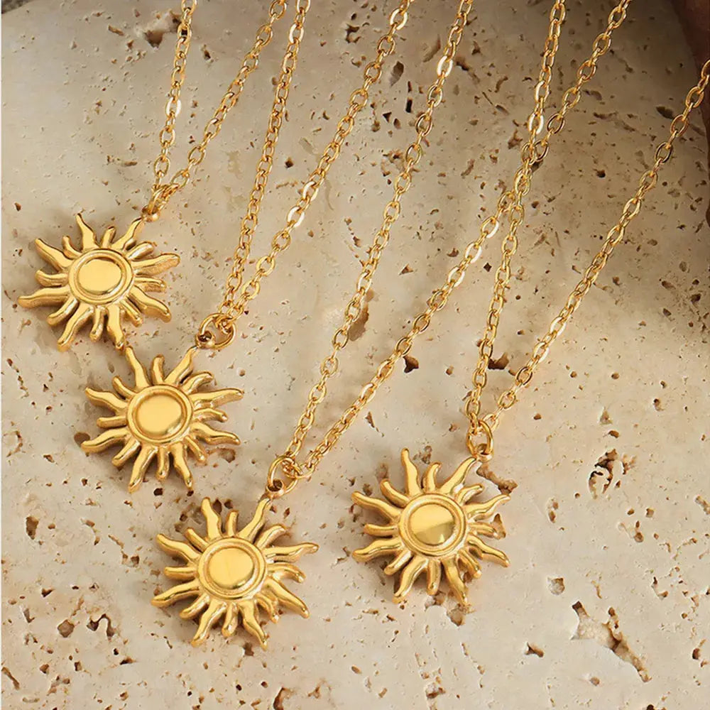 Clavicle chain fashionable and simple small sun pendant titanium steel necklace for women eprolo