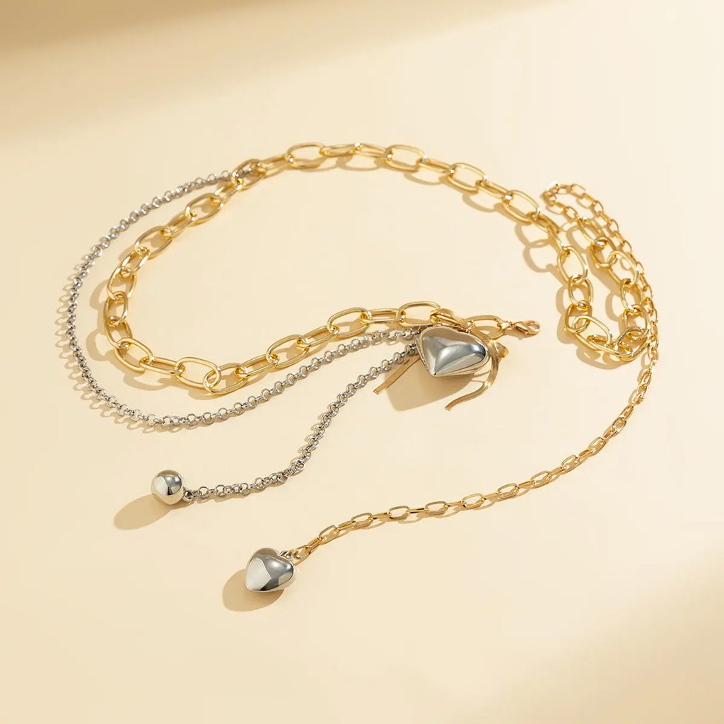 Ins style double-layer pearl retro love bow tassel Waist chain eprolo
