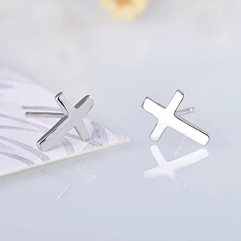 S925 sterling silver earrings fashionable earrings for women smooth cross earrings eprolo