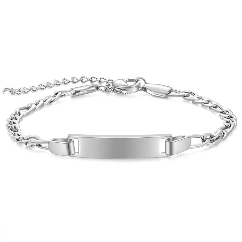Customizable children's smooth strip stainless steel curved bracelet with adjustable 16+4cm eprolo