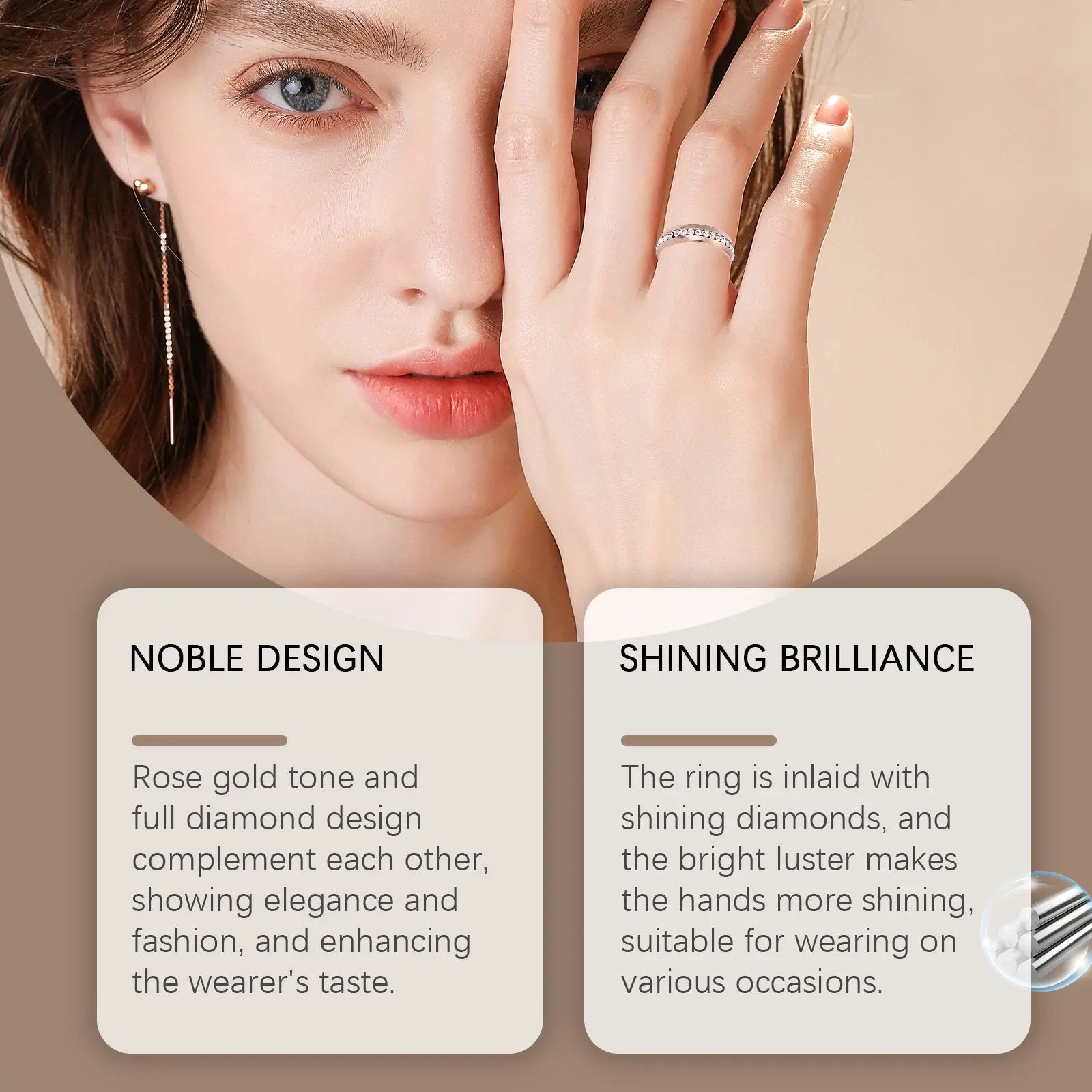 Hoexe Rose Gold Ring Ladies Light Luxury Rose Gold Jewelry Ring Delicate Everything With Niche Ring