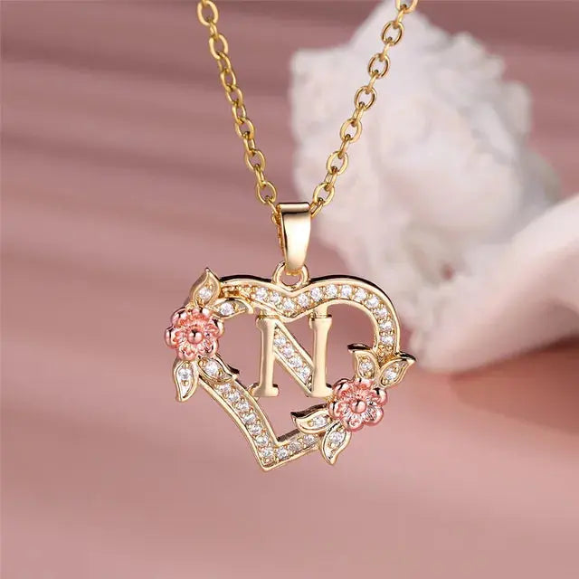 Cute Female A-Z Letter Pendant Necklace Vintage Yellow Gold Color Wedding Jewelry Gift For Women eprolo