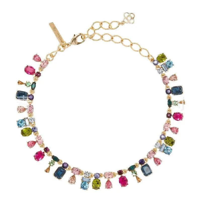 Oscar Live Cross-border Colorful Crystal Dopamine Color-blocked Luxe Small-batch Design Elegant High-end Clavicle Necklace eprolo