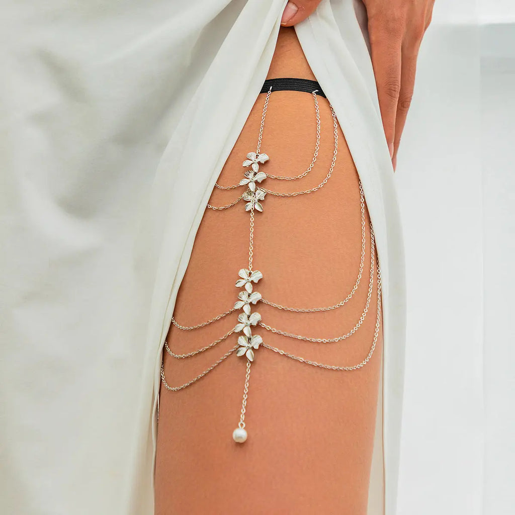 Pure desire butterfly tassel leg chain female sweet cool multi-layer chain star shaped leg ring sexy thigh chain eprolo