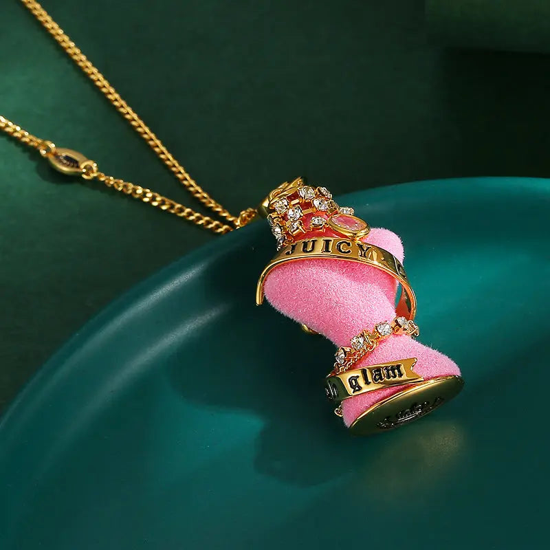 Diamond inlaid crystal zircon diamond chain pink eprolo