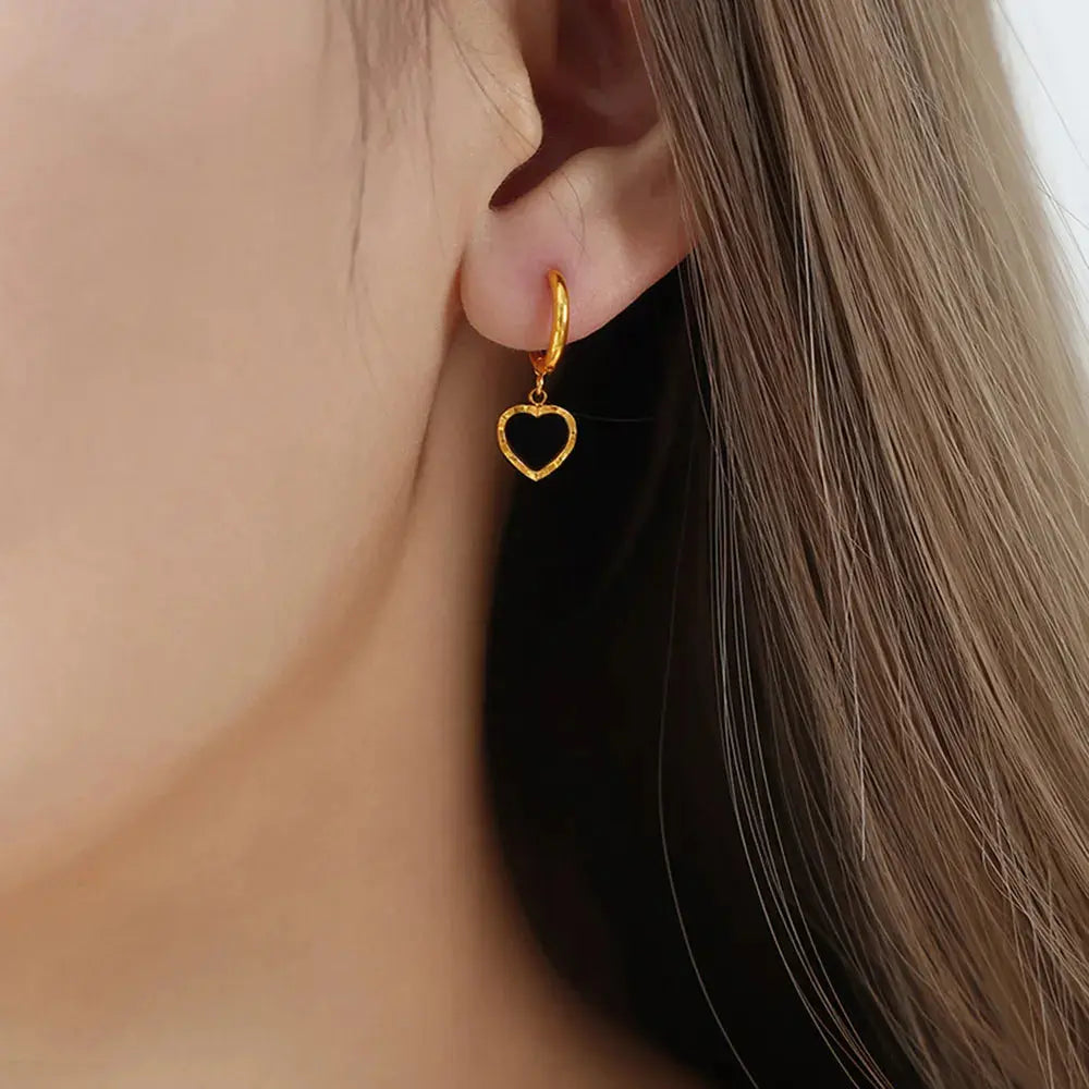 18K Gold-Plated Heart Drop Earrings eprolo