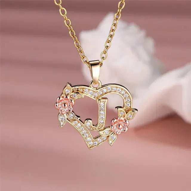 Cute Female A-Z Letter Pendant Necklace Vintage Yellow Gold Color Wedding Jewelry Gift For Women eprolo