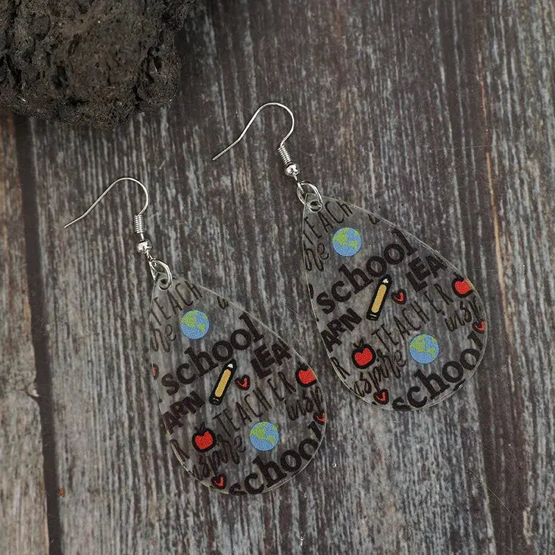 Acrylic Letter Teardrop Shape Earrings eprolo