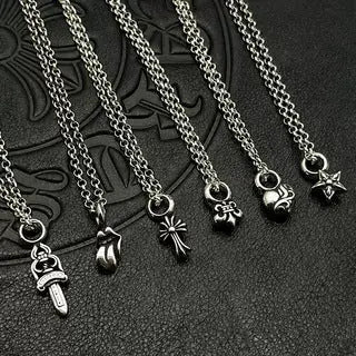 Vintage Peach Heart Cross Pendant Necklace eprolo