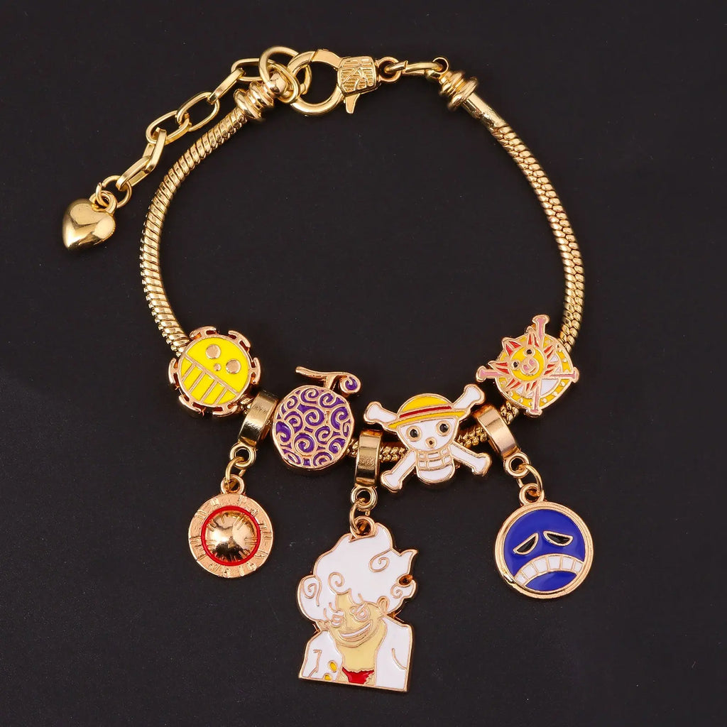 One Piece DIY Bracelet with Five Levels Sun God Nika Luffy Cartoon Metal DIY Bracelet eprolo