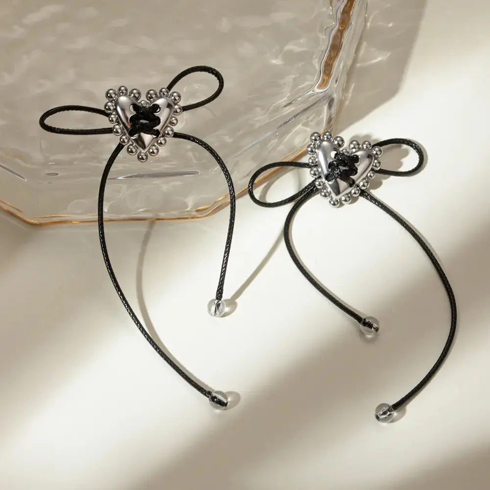 Stainless Steel Wax Rope Heart Earrings eprolo