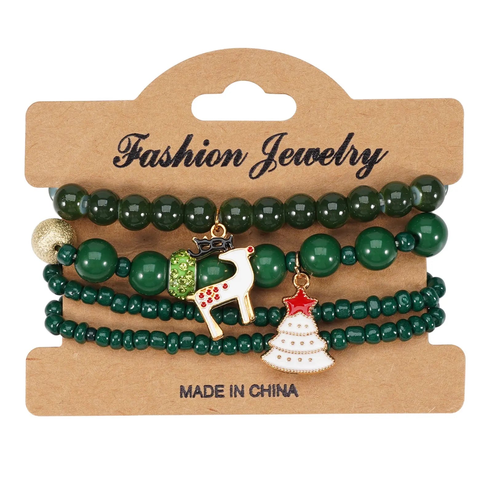 Christmas Bracelet Elastic Rope Bracelet Snowman Snowflake Christmas Tree Santa Deer Hat Pendant Bracelet Gift eprolo