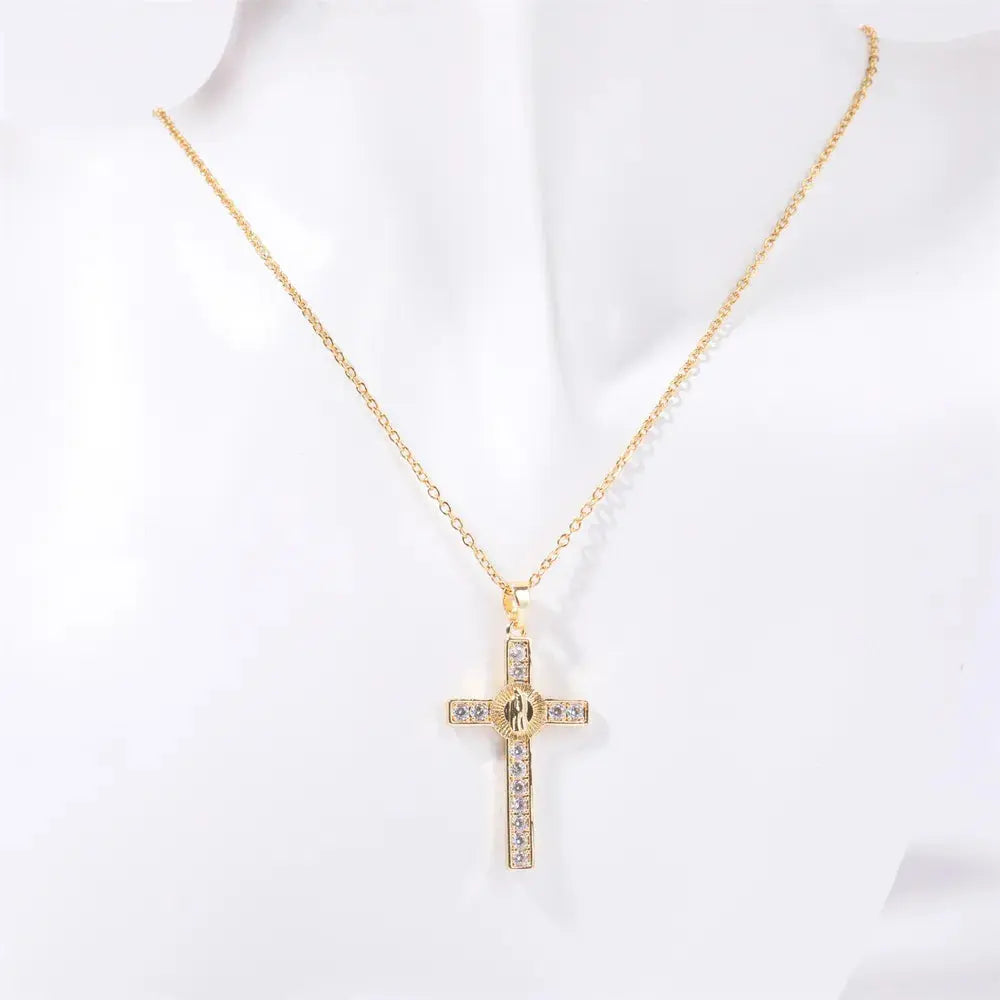 Stainless Steel Inlaid Zircon Cross Necklace eprolo