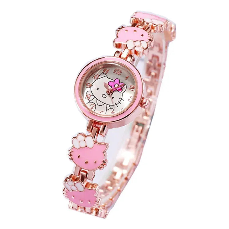 The New KT Cat Watch Women Fashion Cute Children Bracelet Steel Strap Watch Ladies Students Electronic Quartz Watch eprolo