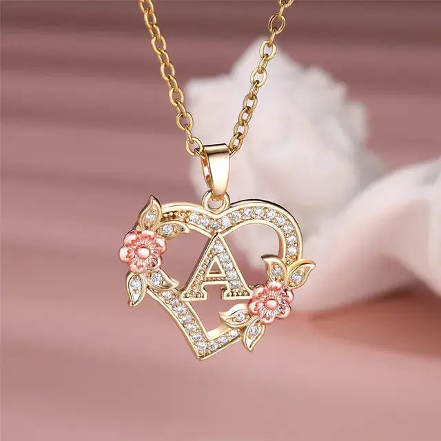 Cute Female A-Z Letter Pendant Necklace Vintage Yellow Gold Color Wedding Jewelry Gift For Women eprolo