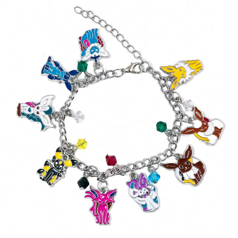 Pok&eacute;mon Eevee Bracelet with Nine Evolution Forms Pendant, Pok&eacute;mon Anime Merchandise Jewelry