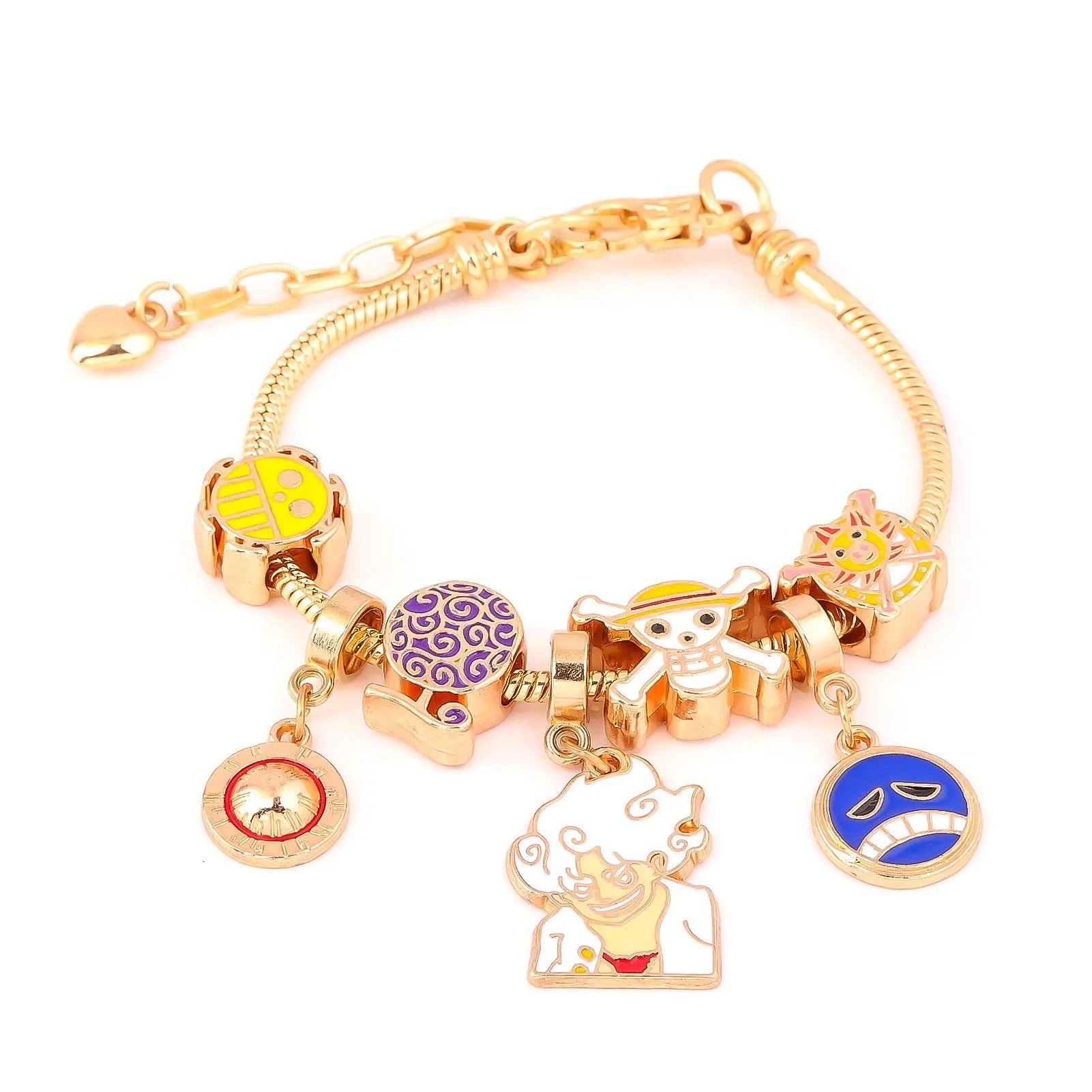 One Piece DIY Bracelet with Five Levels Sun God Nika Luffy Cartoon Metal DIY Bracelet