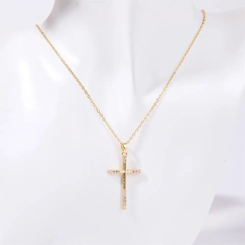Stainless Steel Inlaid Zircon Cross Necklace eprolo