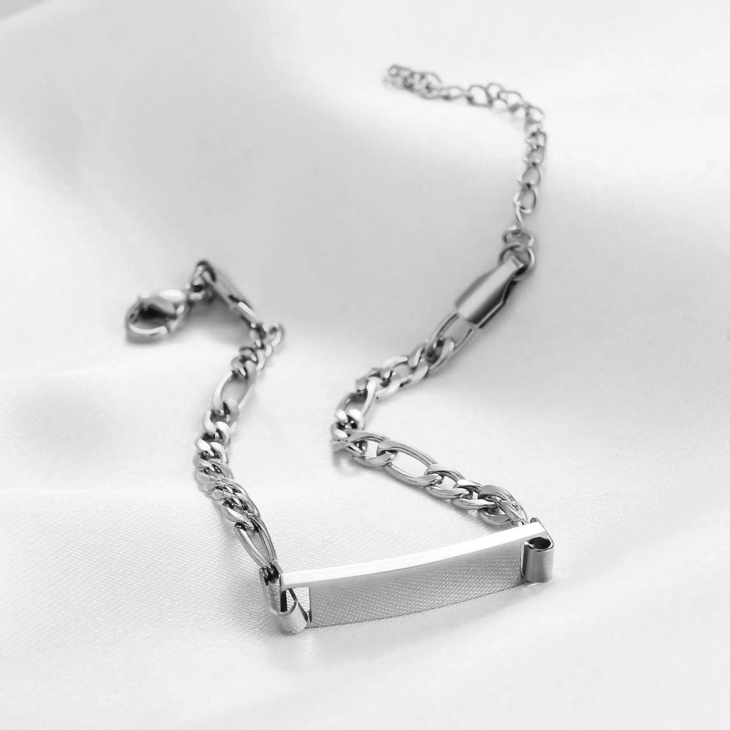Customizable children's smooth strip stainless steel curved bracelet with adjustable 16+4cm eprolo