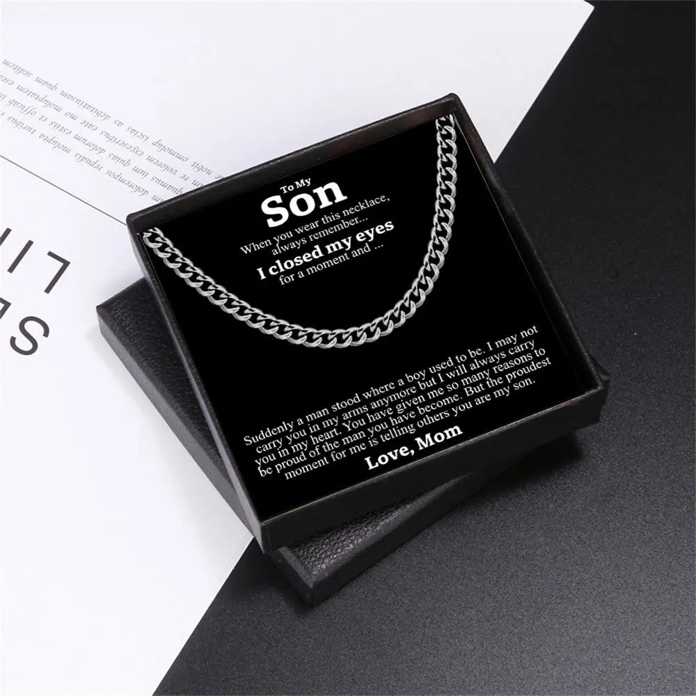 Stainless Steel Necklace Men Titanium Cuban Chain Polished Round Hip Hop Fashion Jewelry