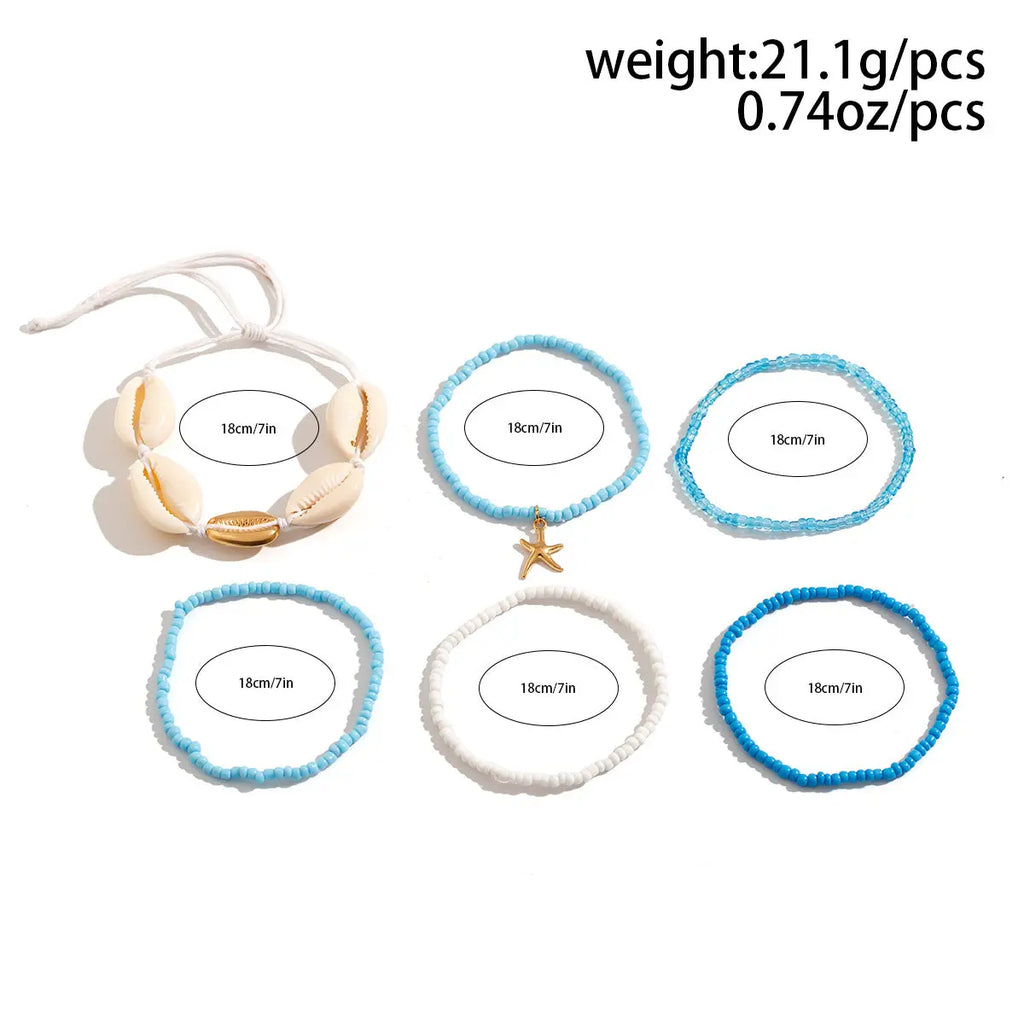 Bohemian vacation style shell rice bead bracelet Bracelet beach starfish bead set for women eprolo
