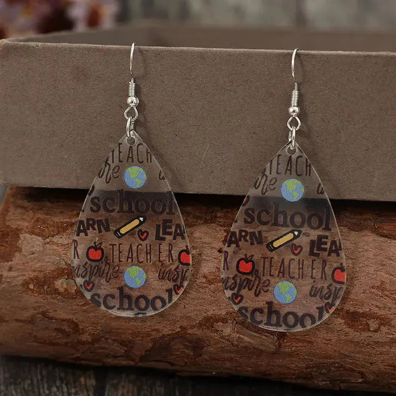 Acrylic Letter Teardrop Shape Earrings eprolo