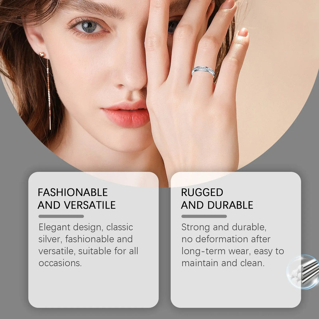 Hoexe Silver Dot Diamond Ring, Care For Daily Life Wear Comfortable Sports Ring For Men And Women