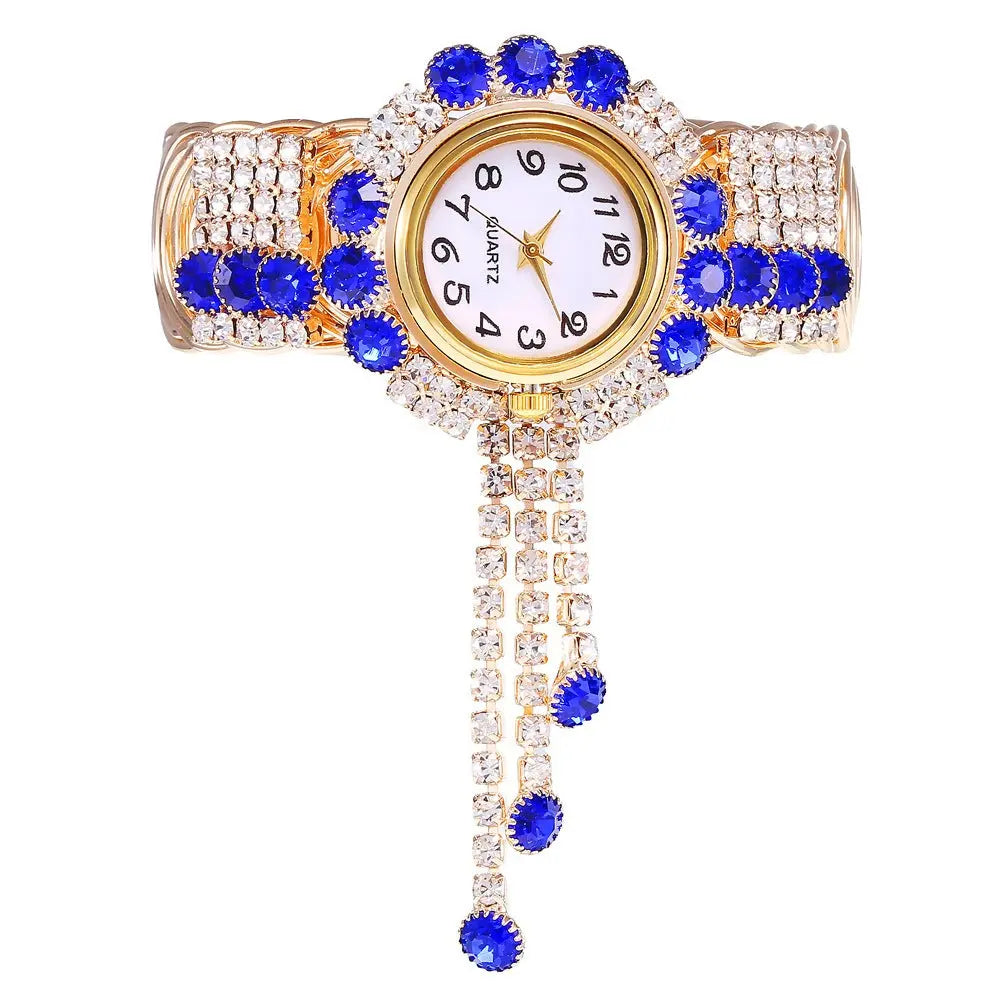New Fashion Women's Full Diamond Alloy Fashion Watch Creative Tassel Quartz Bracelet Watch Women's Style eprolo