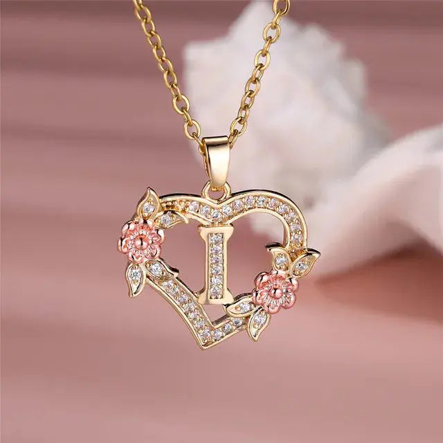 Cute Female A-Z Letter Pendant Necklace Vintage Yellow Gold Color Wedding Jewelry Gift For Women eprolo
